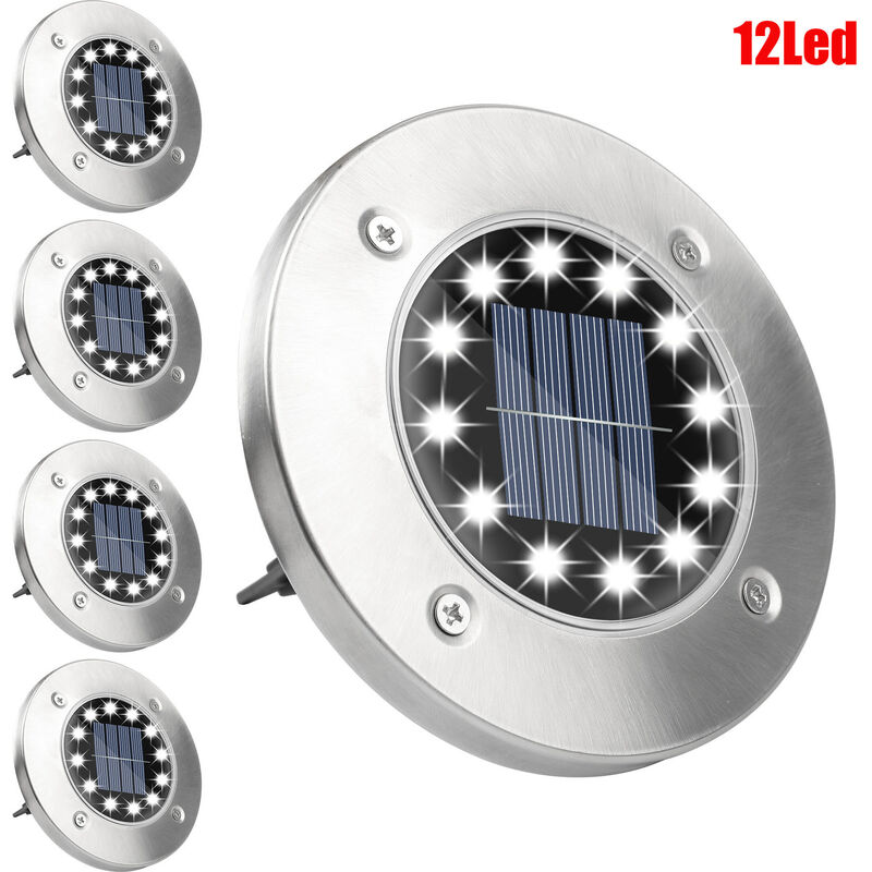 8 LED Solar Lawn Yard Led Night Light Inground Solar Garden Light IP65 Impermeable al aire libre Pathway Ground Sótano Spot Lamp,4PCS Blanc Froid