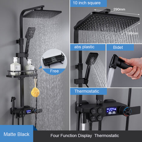 Sistema de ducha termostático LED con pantalla digital, juego de ducha de  temperatura de 13 pulgadas, cabezal de ducha de mano con 3 modos de