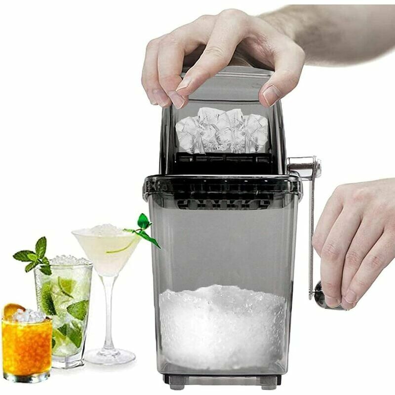 Trituradora de hielo manual Trituradora de hielo rotativa Cócteles Máquina para hacer hielo triturado Batidos Máquina trituradora de hielo Hogar 1.25L Trituradora de hielo cromada Cubitos de hielo Bebidas Picadora Agitador (Gris)