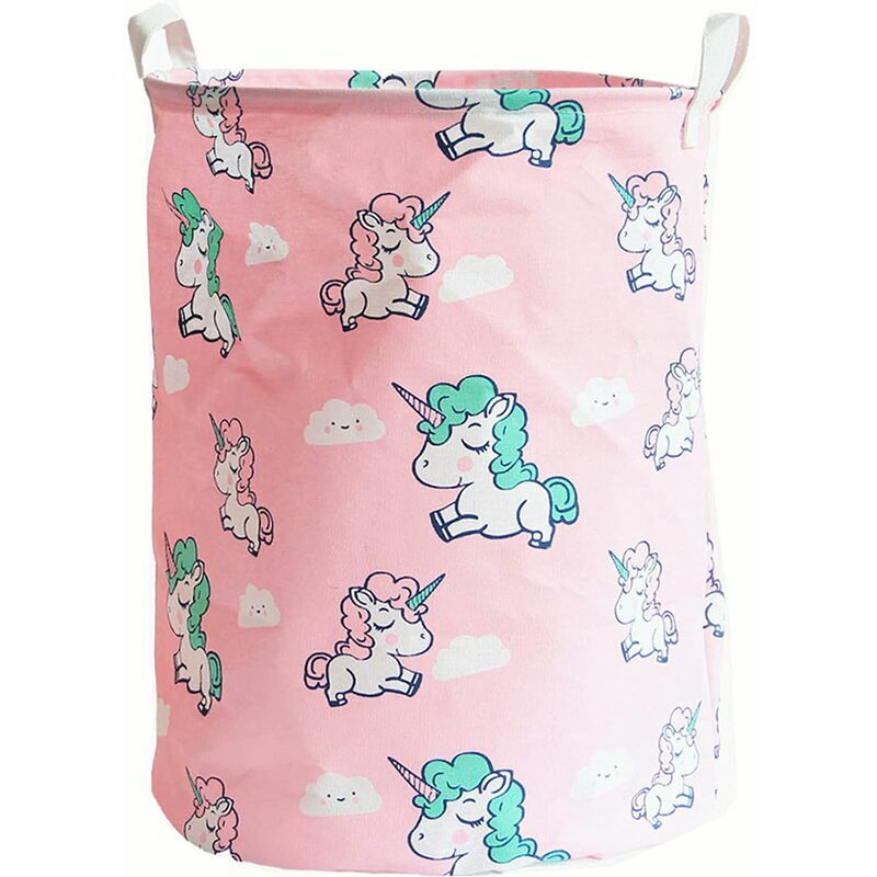 Cesta de lavandería Unicornio Cestas de almacenamiento de lona grandes Cestas para niños Contenedores organizadores plegables para el hogar para niñas Bebé Guardería Decoración navideña,Pink