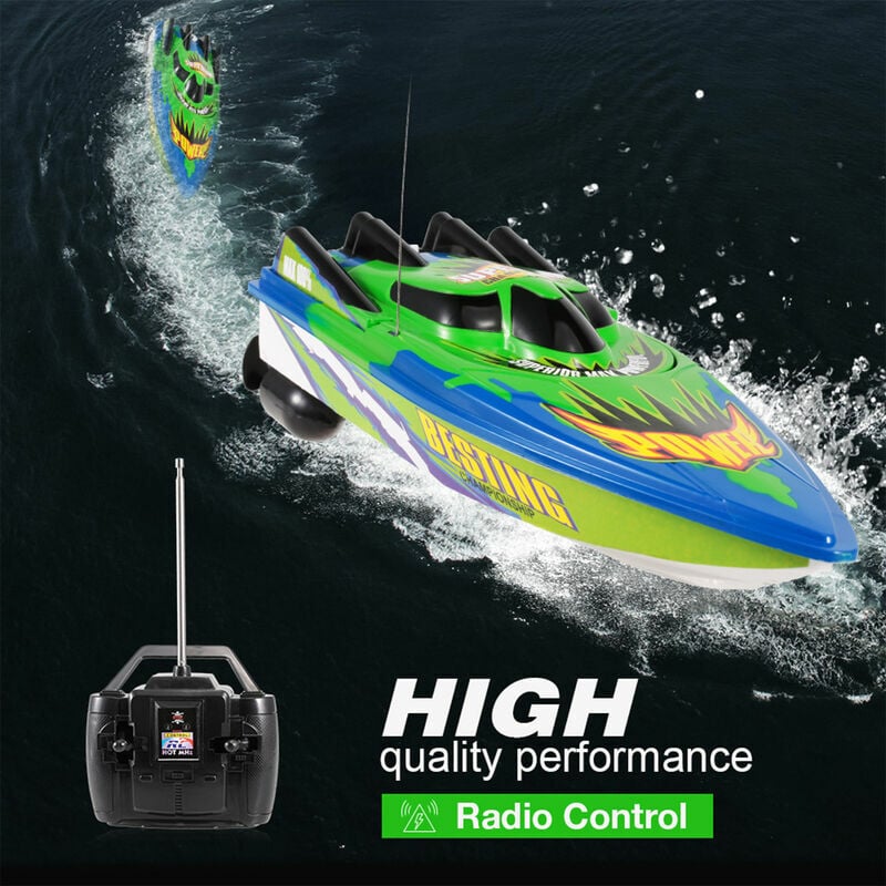 Barco RC Barco de alta velocidad Barco de motor de control de radio, Regalos de juguete de control remoto de 20 km / h para niños y principiantes, Barco de control remoto para lagos y piscinas