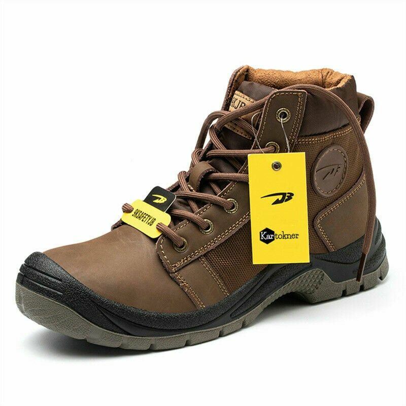 Zapatos de seguro laboral de cuero transpirable resistente al desgaste zapatos de seguridad para el sitio de construcción con punta de acero transfronterizo para hombres ZS009 marrón alto * 43