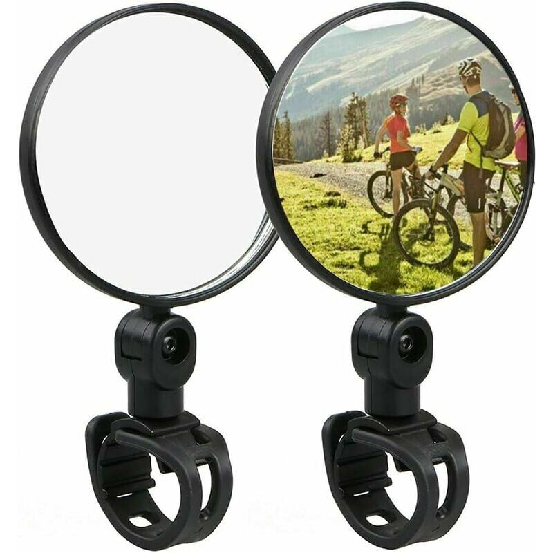 1 par Universal Bike Mini Convex Reflector Bike Bicicleta Manillar Espejo Rotación de 360 grados A prueba de golpes Fácil instalación para bicicletas Mountain Bike Vehículos todoterreno - Negro