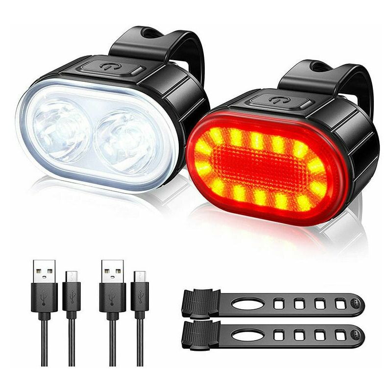 Potente luz LED para bicicleta, luz delantera y trasera para bicicleta, luz delantera y trasera impermeable recargable USB para bicicleta, faro LED para bicicleta, luz para bicicleta, bicicleta de montaña, bicicleta de carretera y scooter