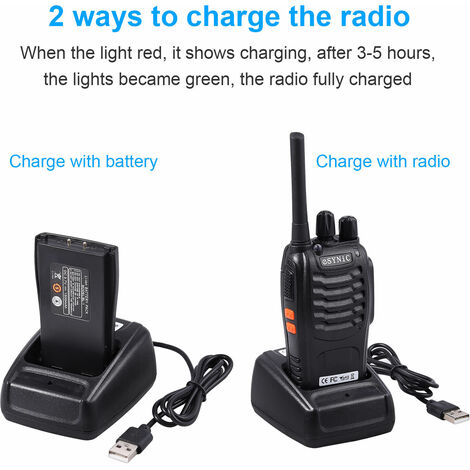ESYNIC Talkie walkie 2 pièces Talkie walkie PMR 446MHz outillage  Émetteur-récepteur rechargeable professionnel