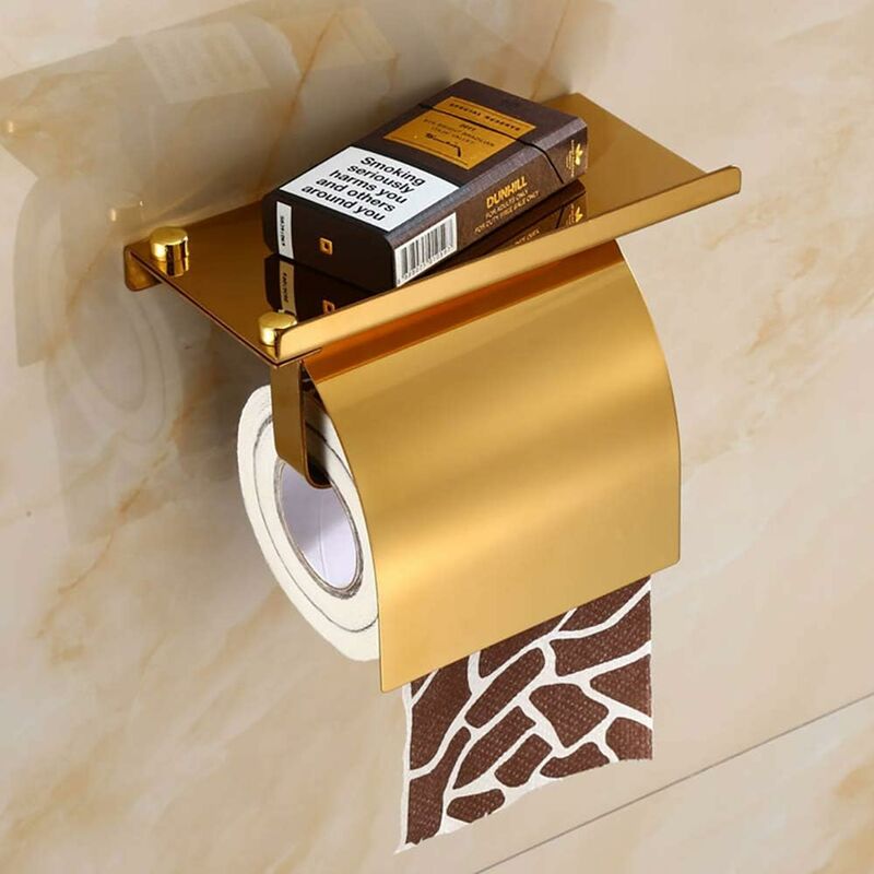 Goodzaz Porte-Papier Toilette Mural avec Etagère de Téléphone 304 Acier  Inoxydable Porte Rouleau Papier Toilette avec Plateforme de Rangement  derouleur Papier Toilette pour Salle de Bain,Rose Gold