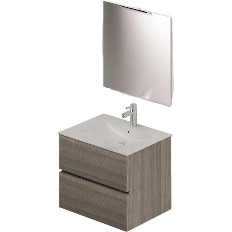 Mobile bagno 60cm sospeso due cassetti Olmo