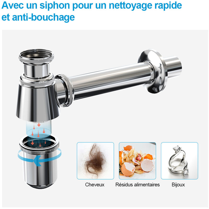 WIRQUIN - Siphon de lavabo extra plat 64mm sous évier Réf