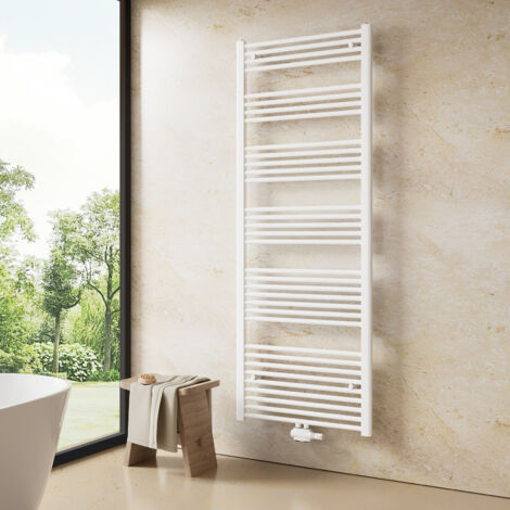 Heilmetz Sèche-serviette eau chaude 180x60cm 860W Radiateur Anthracite Sèche-Serviettes Raccordement Central