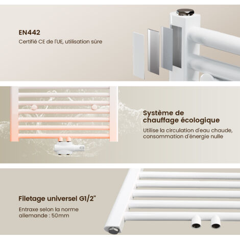 Bloc Robinet Thermostatique Heilmetz Pour Radiateur - Raccord Central 50 Mm, Laiton Chromé