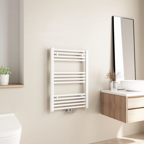 Radiateur de salle de bains Heilmetz 70x50cm Blanc Sèche-serviette eau chaude Raccord Central 284W (1/5)