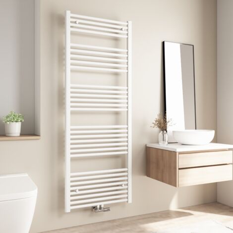 Radiateur de salle de bains Heilmetz 160x60cm Blanc Sèche-serviette eau chaude Raccord Central 761W