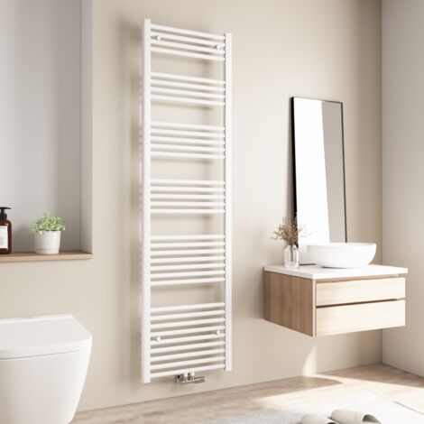 Radiateur de salle de bains Heilmetz 180x50cm Blanc Sèche-serviette eau chaude Raccord Central 739W