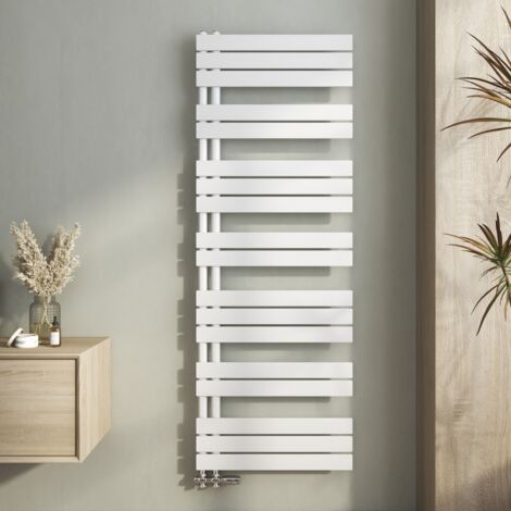 Heilmetz Sèche-serviette eau chaude Radiateur sèche-serviettes eau chaude, Plates Ouverture Latérale, Blanc 1662x600mm 977W