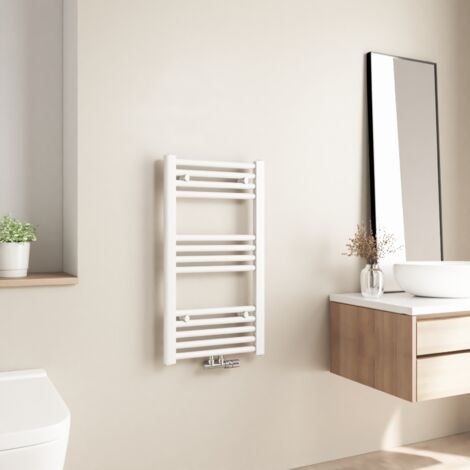 Radiateur de salle de bains Heilmetz 70x40cm Blanc Sèche-serviette eau chaude Raccord Central 238W (1/5)