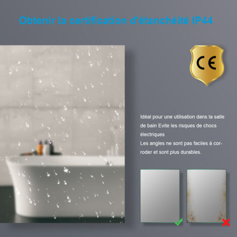 Heilmetz Miroir de salle de bain avec éclairage Miroir de salle de bain LED 80x60cm Interrupteur Tactile, Lumière Blanche Froide/Chaude/Neutre