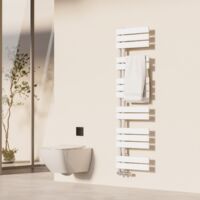 Heilmetz – Sèche-serviette eau chaude 140 x 40 cm – 570W pour 6 m² – Tube plat en acier inoxydable – Chauffage rapide en 30 minutes