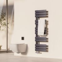 Heilmetz – Sèche-serviette eau chaude 120x40 cm – Acier inoxydable anti-corrosion – Puissance 490 W – Raccordement latéral – Design asymétrique