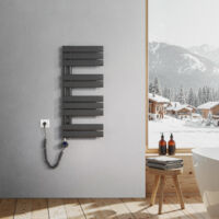 Heilmetz – Sèche-serviette électrique plat 899x400mm 400W – Raccordement latéral – Acier laminé à froid – Chauffage rapide pour 4 m²