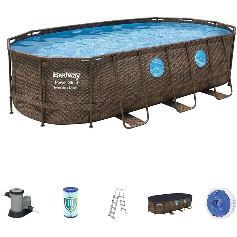 Bestway 56671 Piscina desmontable tubular power steel 488x244x122 cm depuradora arena 3.028 litroshora pvc 549x274x122cm poliesterpvc 549x274x122 5.678 56716