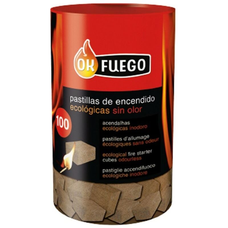 Pastilla encendido barbacoa ecologica ok fuego 100 pz