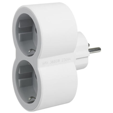Adaptador frontal doble 10/16a entrada horizontal blanco/gri