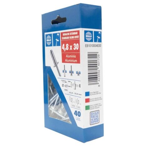 Remache cabeza alomada Ø 4,8 x 30 mm bralo 40 uds (1/2)