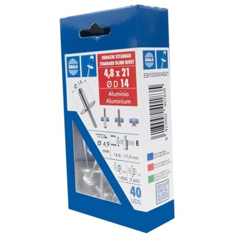 Remache c14 cabeza alomada Ø 4,8 x 21 mm bralo 40 uds (1/2)