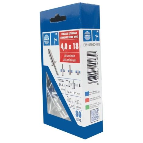 Remache cabeza alomada Ø 4,0 x 18 mm bralo 80 uds (1/2)