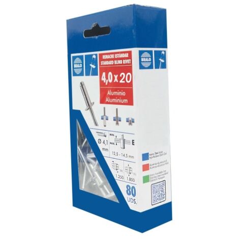 Remache cabeza alomada Ø 4,0 x 20 mm bralo 75 uds (1/2)