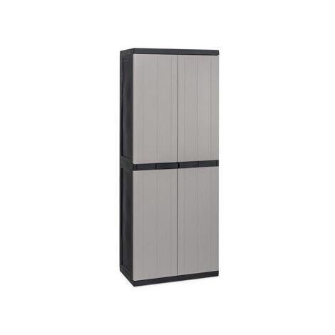 ARMARIO RESINA 4 ESTANTES ESCOBERO NEGRO GRIS 65 X 37 X 165 CM - Z0301RA--5000