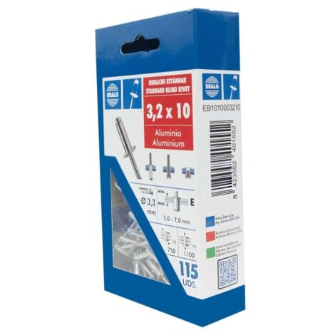 Remache cabeza alomada Ø 3,2 x 10 mm 115 uds bralo (1/2)