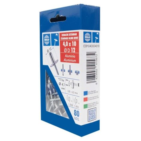 Remache c12 cabeza alomada Ø 4,0 x 10 mm 80 uds bralo (1/2)