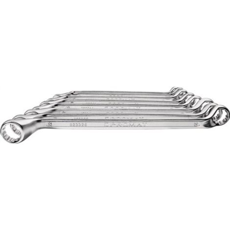 Juego de llaves de doble anillo, 10 piezas, 6-27 mm de profundidad, curva PROMAT