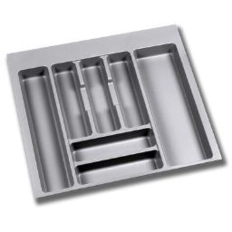 Emuca Bandeja para cubiertos ajustable plástico gris