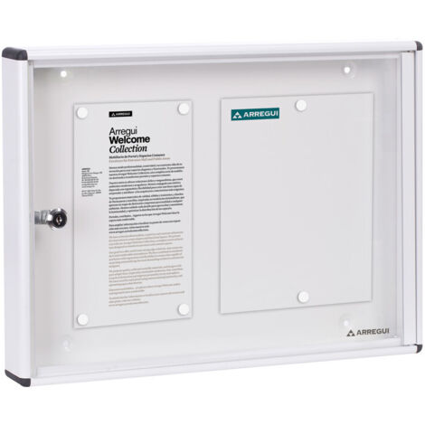 ARREGUI PAN41 Panel de Anuncios de aluminio con capacidad para 2 hojas DIN A4, con cerradura de llave, blanco