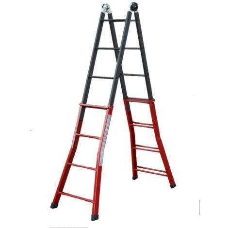 Escalera ind.mult tijera 3,60mt 8+8 telesc acero serafina sv