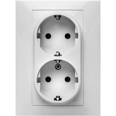 Base enchufe elec 16a-250v doble schuko tt empotrar abs bl h