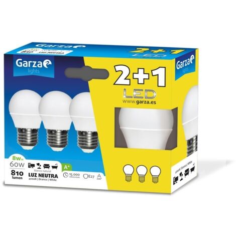 Lampara ilumin esf. led garza e27 8w 810lm 4000k 3 pz