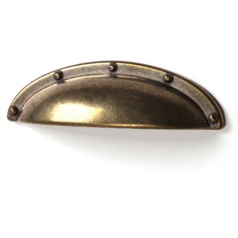 Asa-concha en zamak con acabado cuero, dimensiones: 92x26x20mm, entrepuntos: 64mm -