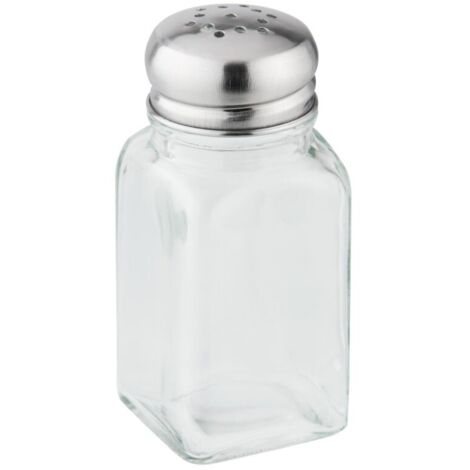 Salero o pimentero cocina o mesa de cristal con tapa en acero inoxidable, capacidad de 75ml