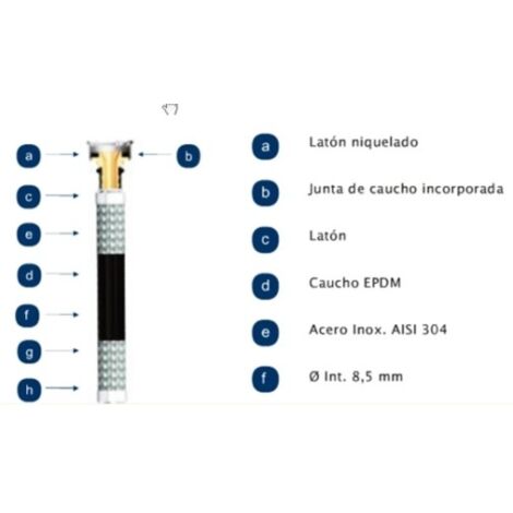 Latiguillo sanit hh 1/2-1/2"-100cm 20b 110º aenor in. filnox