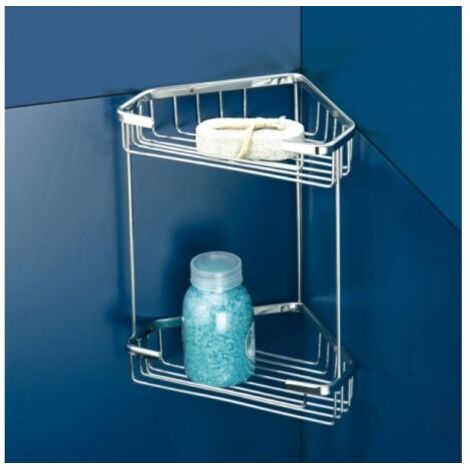 Cestillo Rinconero 2 Alturas Aluminio Inox - Sistema Quick Fix Sin Taladrar, Para Baño