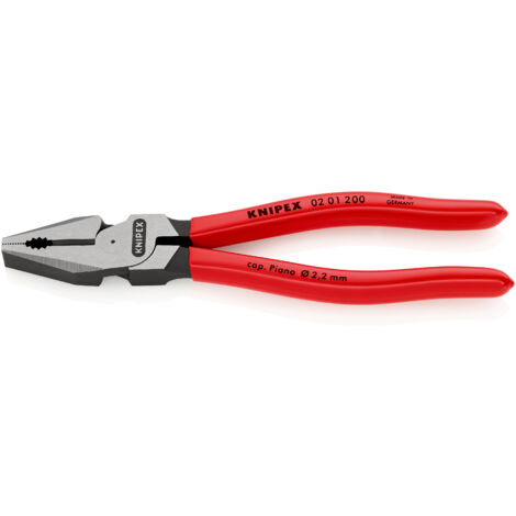 KNIPEX 02 01 200 Alicate universal de fuerza recubiertos de plástico Negro atramentado 200 mm