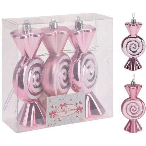 Adorno navidad caramelo rosa koopman 3 pz