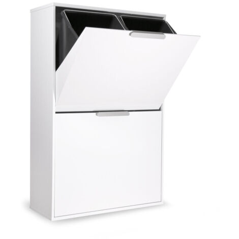 ARREGUI Ecoclas Cubo de basura y reciclaje de acero, mueble de reciclaje, blanco, 4 cubos: 4 x 17 L (68 L) CR601-E (1/6)