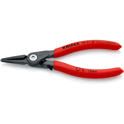 KNIPEX 48 31 J0 Alicate de precisión para arandelas para arandelas interiores en taladros con protección contra la sobreexpansión Mangos plasticos por inmersión antideslizantes gris atramentado 140 mm