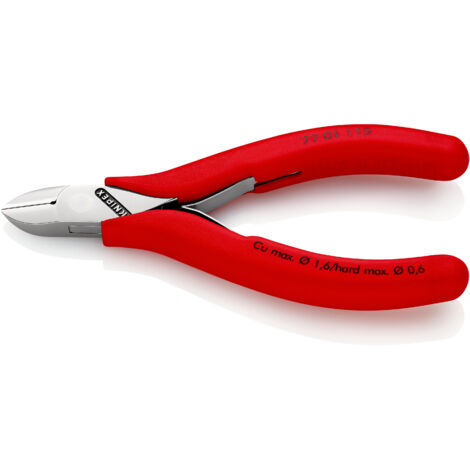 KNIPEX 77 01 115 Alicates de corte diagonal para electrónica con articulación machihembrada con fundas de plástico antideslizantes 115 mm