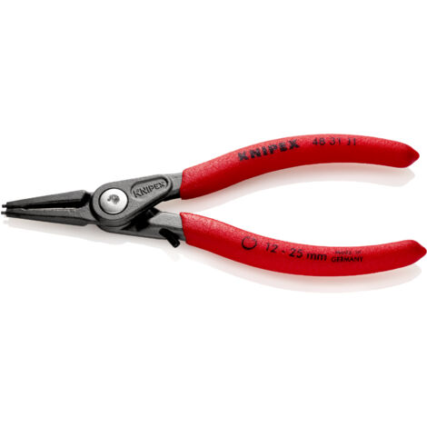 KNIPEX 48 31 J1 Alicate de precisión para arandelas para arandelas interiores en taladros con protección contra la sobreexpansión Mangos plasticos por inmersión antideslizantes gris atramentado 140 mm