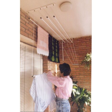 Tendedero techo 180cm acero blancco manual sube-baja efegete TENTR180